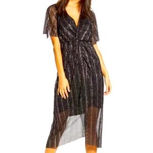 All In Favor Dolman Dress in Black with gold sparkles.
